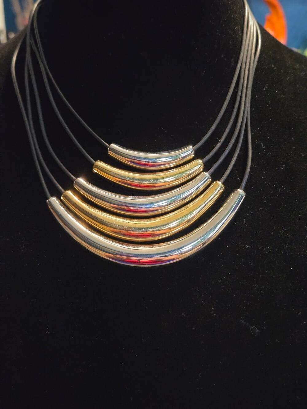 Kiam Family for Lia Sophia Two-Tone Curved Bar 5-Strand Necklace